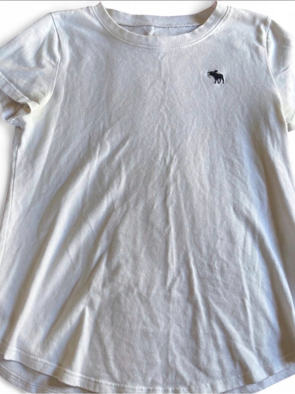 Abercombie & Fitch Essential White T- Shirt | Womens Slim Fit Basic Tee Corton